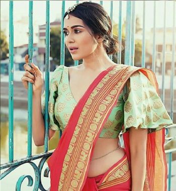 Flared Sleeves Pattu Saree Blouse