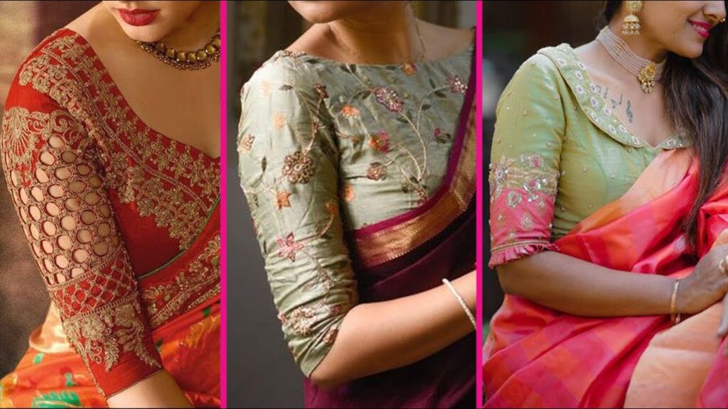 Elbow Length Pattu Saree Blouse Designs