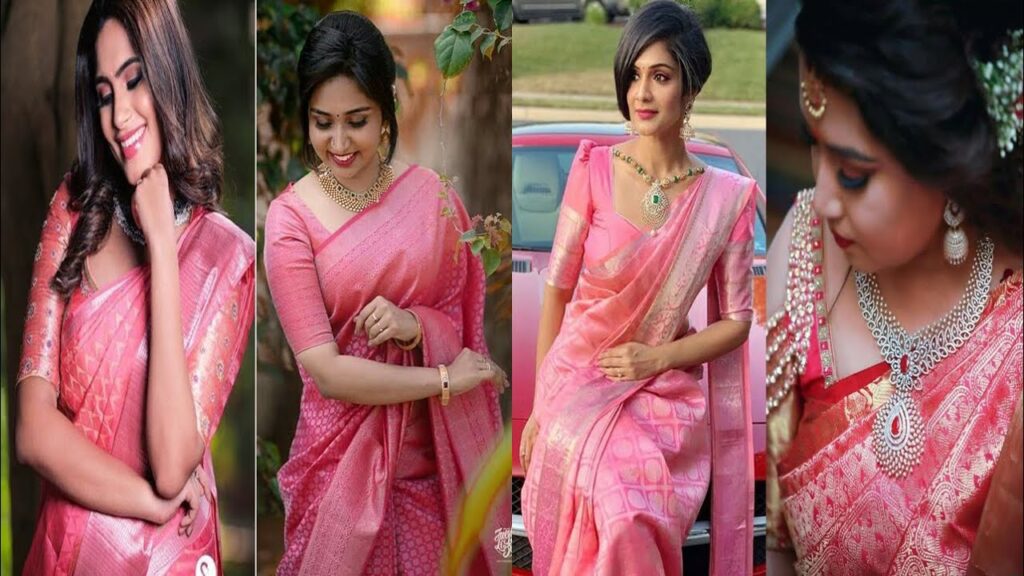 Simple Pink Pattu Saree Blouse Designs